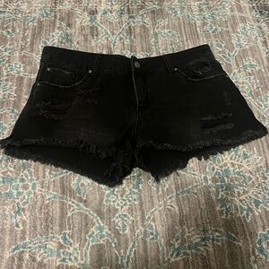 Black jean shorts